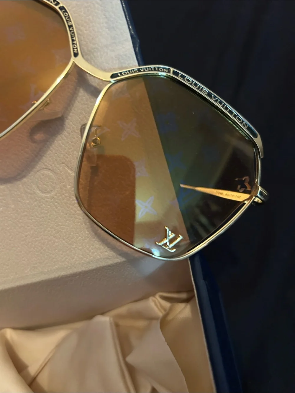 Louis Vuitton Gold Metal Frame Sunglasses with Brown Lenses